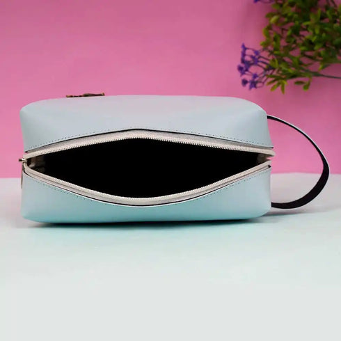 Personalized PU Box Pouch with Charm- Sky Blue